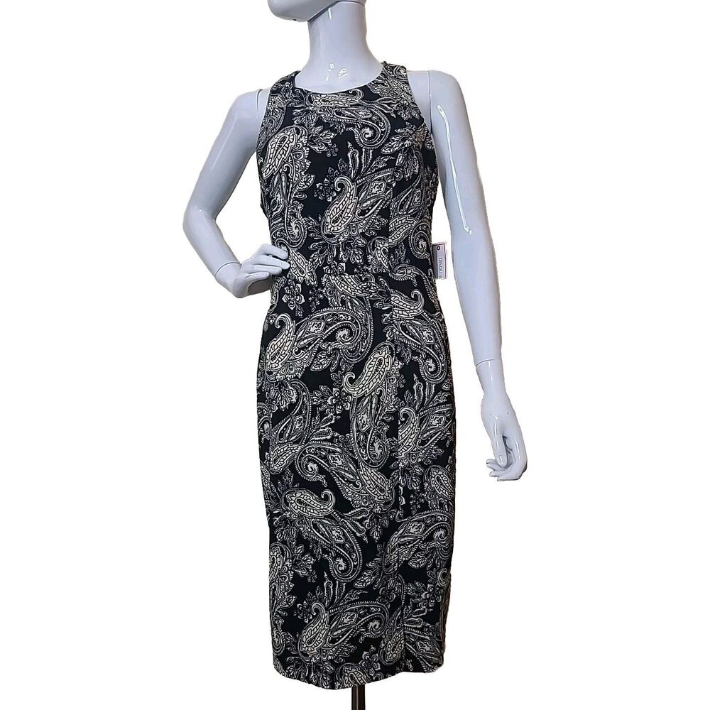 Bisou Bisou By Michele Bohbot Womens Size Small Black White Faux Leather Back - Picture 1 of 10